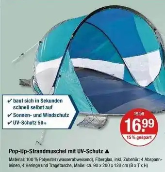 V Markt Pop-up-strandmuschel Mit Uv-schutz Angebot