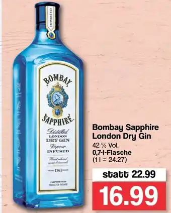 Famila Nord West Bombay Sapphire London Dry Gin 0,7L Angebot