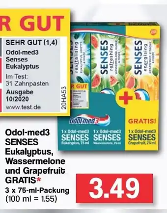 Famila Nord West Odol med 3 Senses Eukalyptus, Wassermelone und Grapefruit 3x75ml Angebot