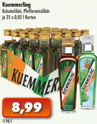 Lösch Depot Kuemmerling Kräuterlikör oder Pfefferminzlikör 25x0,02L Angebot