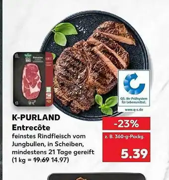 Kaufland K-purland Entrecôte 360g Angebot