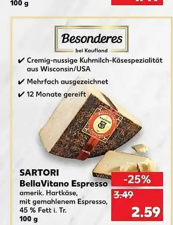 Kaufland Sartori Bellavitano Espresso 100g Angebot