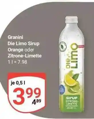 Globus Granini Die Limo Sirup Orange Oder Zitrone-limette Angebot