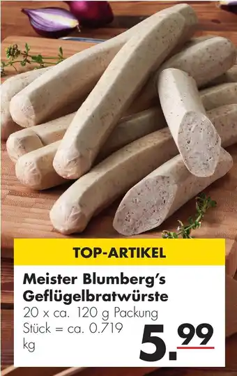 Handelshof Meister Blumberg's Geflügelbratwürste 20x120 g Packung Angebot