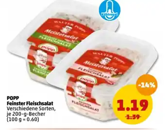 PENNY Popp Feinster Fleischsalat 200 g Becher Angebot