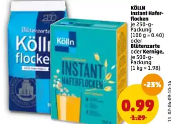 PENNY Kölln Instant Haferflocken 250 g oder Blütenzarte oder Kernige 500 g Angebot