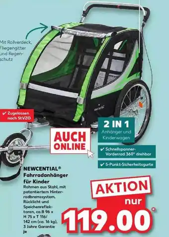 Kaufland Newcential Fahrradanhänger Für Kinder Angebot