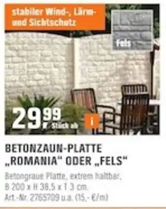 OBI Betonzaun-Platte ,,Romania oder Fels" Angebot