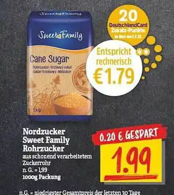 NP Discount Nordzucker Sweet Family Rohrzucker Angebot