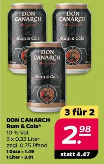 NETTO Don Canarch Rum & Cola 3x0,33 Liter Angebot