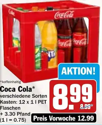 Hit Coca Cola 12x1 L PET Flaschen Angebot