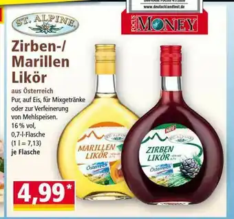 Norma St Alpine Zirben Oder Marillen Likör 0,7L Angebot