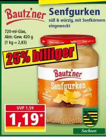 Norma Bautz'ner Senfgurken 720ml Angebot