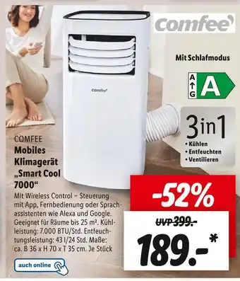 Lidl Comfee mobiles klimagerät „smart cool 7000“ Angebot