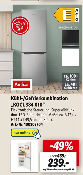 Lidl Amica kühl-/gefrierkombination „kgcl 384 010“ Angebot