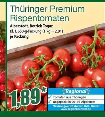 Norma Thüringer Premium Rispentomaten 650g Angebot