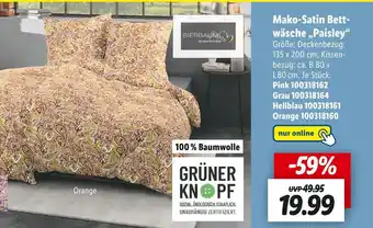 Lidl Mako-satin bettwäsche „paisley“ Angebot