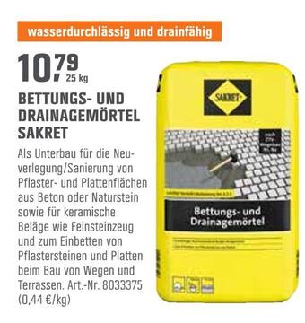 OBI Sakret bettungs- und drainagemörtel Angebot