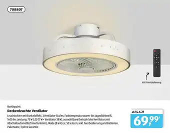 Aldi Süd Northpoint Deckenleuchte Ventilator Angebot