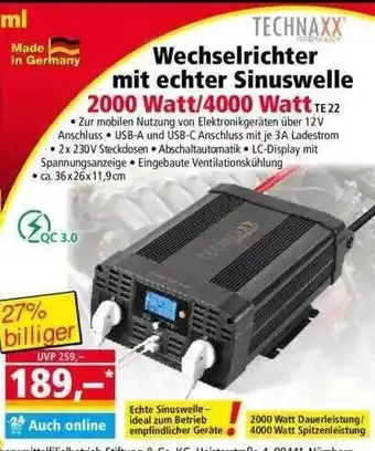 Norma Wechselrichter Mit Echter Sinuswelle Technaxx Angebot