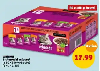 PENNY Whiskas 1 + Auswahl in Sauce 80 x 100 g Angebot