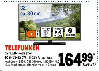 METRO Telefunken 4K LED TV 32" mit 12V Anschluss| D32H554E2CW Angebot