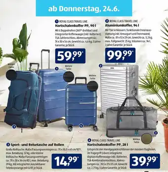 Aldi Süd Royal Class Travelline Hartschalenkoffer Pp, Aluminiumkoffer Oder Sport- Und Reisetasche Auf Rollen Angebot