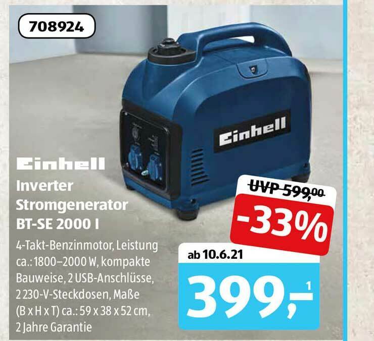 Einhell Inverter Stromgenerator BTSE 2000 I Angebot bei Aldi Süd