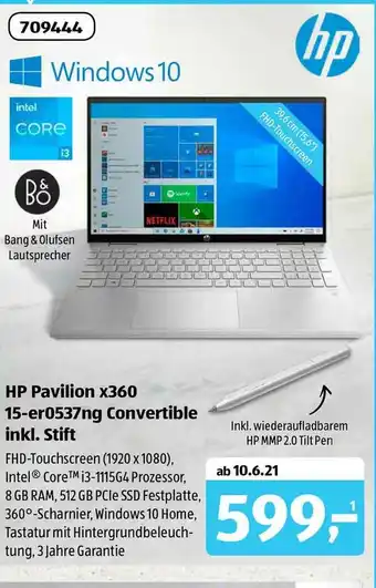 Aldi Süd Hp Pavilion X360 15-er0537ng Convertible Inkl. Stift Angebot