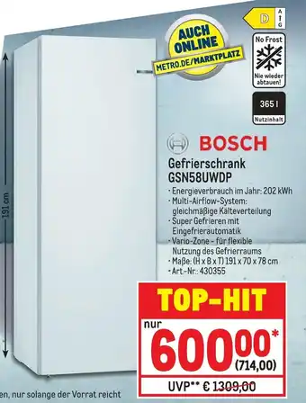 METRO Bosch Gefrierschrank GSN58UWDP Angebot