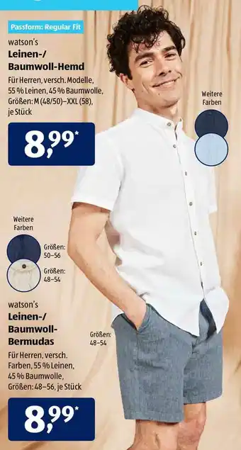 Aldi Süd Watson's Leinen Oder Baumwoll Bermuda Oder Hemd Angebot