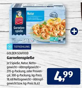 Aldi Süd Golden Seafood Garnelenspieße 270g Angebot