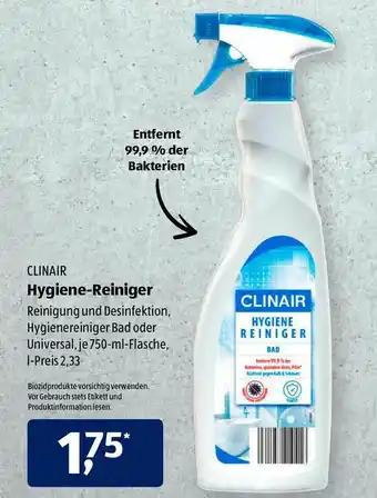 Aldi Süd Clinair Hygiene Reiniger 750ml Angebot