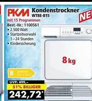 Norma24 PKM Kondenstrockner WT8E-B15 Angebot