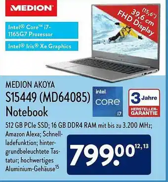 Aldi Nord Medion Akoya S15449 (MD64085) Notebook Angebot