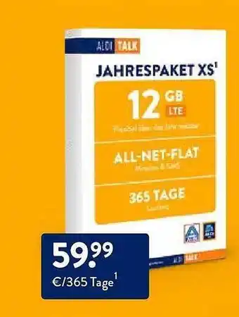 Aldi Nord Aldi Talk Jahrespaket XS Angebot