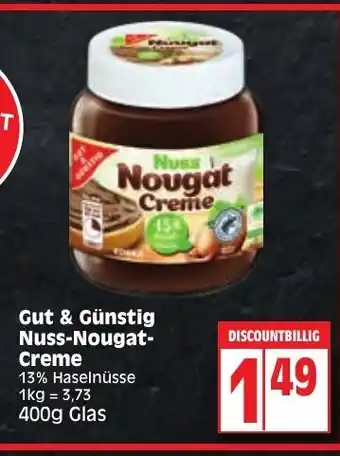 Edeka Gut & Gunstig Nuss-Nougat-Creme 400g Angebot