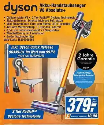 HEM Expert Dyson Akku-handstaubsauger V8 Absolute+ Angebot