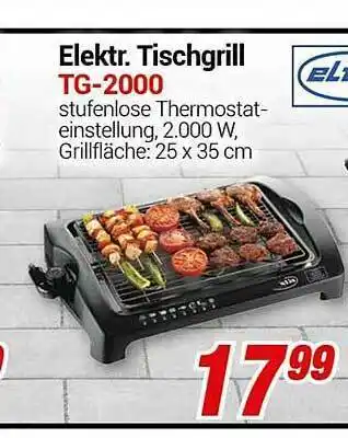 CENTERSHOP Elektr. Tischgrill TG-2000 Angebot