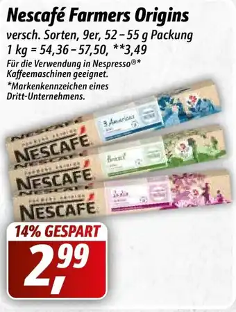 Simmel Nescafé Farmers Origins 52-55 g Packung Angebot