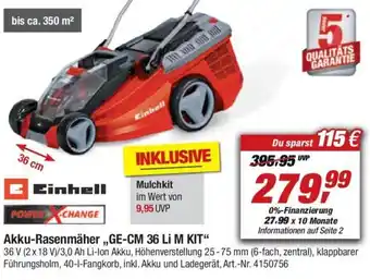 toom Baumarkt Einhell Akku Rasenmäher ,,GE-CM 36 Li M KIT" Angebot