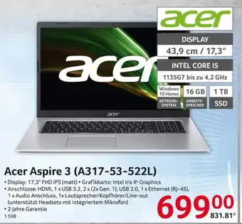 Selgros Acer Aspire 3 (A317-53-522L) Angebot