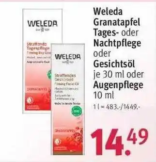 Rossmann Weleda Granatapfel Tages Oder Nachtpflege Oder Gesichtsöl Ode Augenpflege Angebot