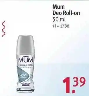 Rossmann Mum Deo Roll-on Angebot