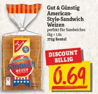 NP Discount Gut & Günstig American Style Sandwich Weizen 375 g Beutel Angebot