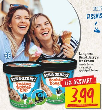 NP Discount Langnese Ben & Jerry's Ice Cream 438/465 ml Becher Angebot