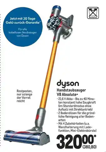 METRO Dyson Handstaubsauger V8 Absolute Angebot