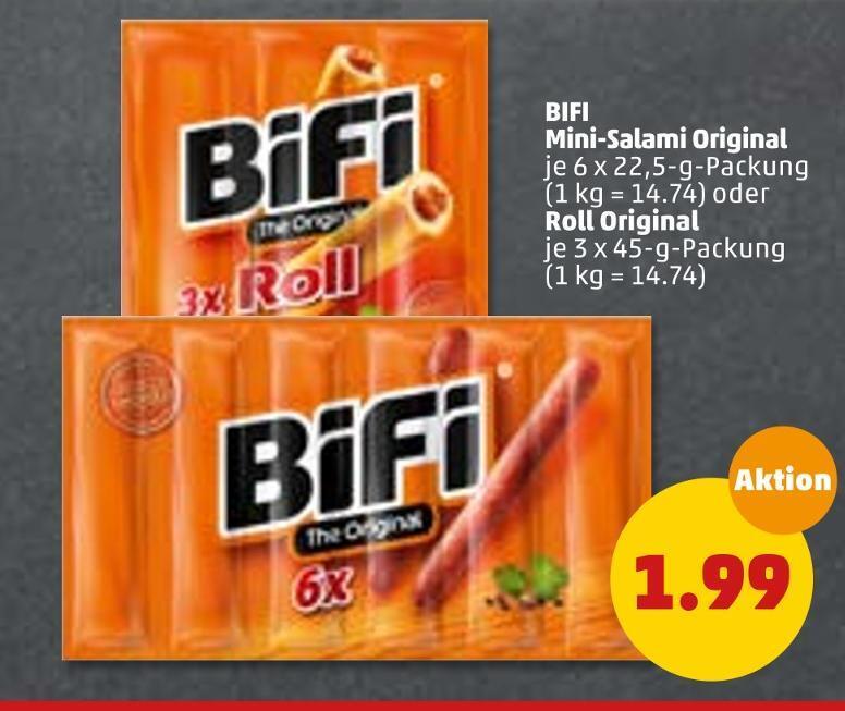 Bifi minisalami original oder roll original Angebot bei PENNY