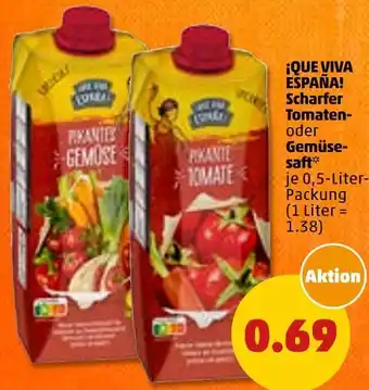 PENNY ¡que viva españa! scharfer tomaten- oder gemüsesaft Angebot