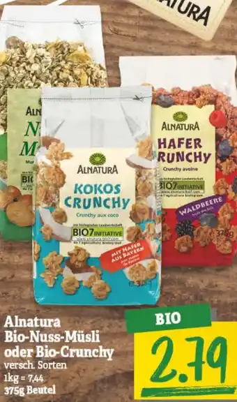 NP Discount Alnatura Bio Nuss Müsli oder Bio Crunchy 375 g Beutel Angebot